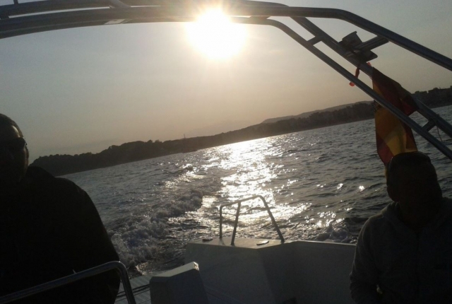  On the boat while the sun goes down 